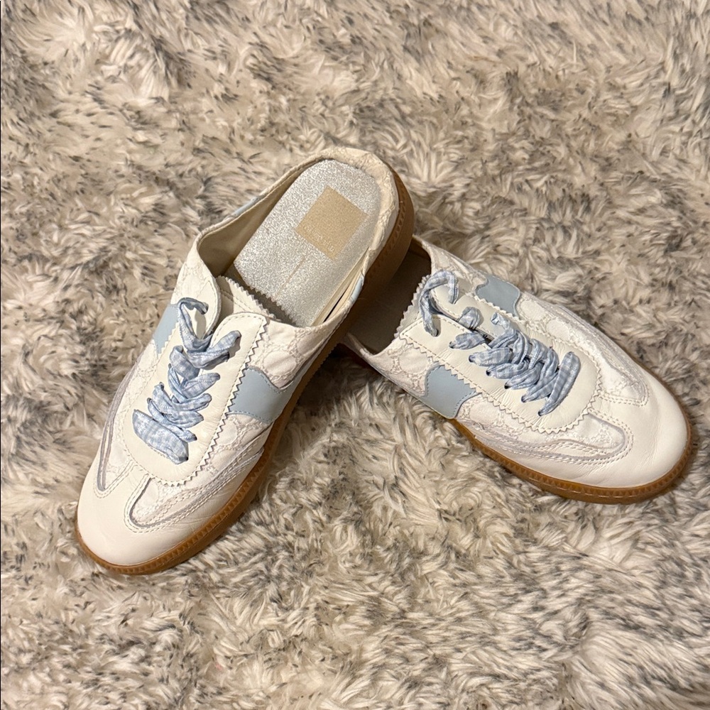 Dolce Vita White and Light Blue Sneakers